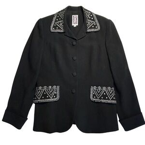 Vintage Zelda Black Embellished Blazer, Size 8